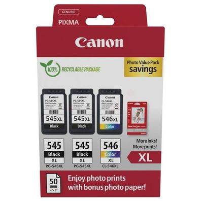 Original Canon PG-545XL & CL-546XL / 8286B015 Tinten Sparset schwarz, color (3 Stück)