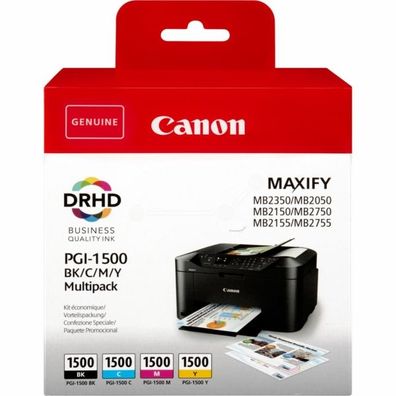 Original Canon PGI-1500 / 9218B006 Tinten Sparset schwarz, cyan, magenta, gelb (4 Stü