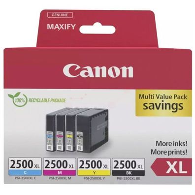 Original Canon PGI-2500XL / 9254B010 Tinten Sparset schwarz, cyan, magenta, gelb (4 S