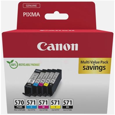 Original Canon PGI-570 & CLI-571 / 0372C006 Tinten Sparset schwarz, cyan, magenta, ge
