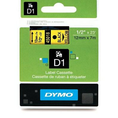 Original Dymo S0720580 / 45018 Etiketten schwarz auf gelb (12mm x 7m)