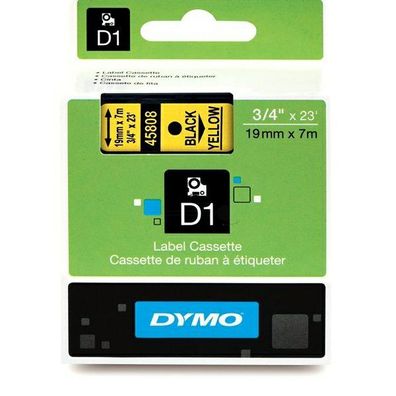 Original Dymo S0720880 / 45808 Etiketten schwarz auf gelb (19mm x 7m)