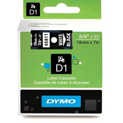 Original Dymo S0720910 / 45811 Etiketten weiß auf schwarz (19mm x 7m)