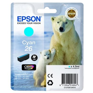 Original Epson 26 / T2612 / C13T26124012 / C13T26124022 Tinte cyan