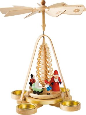 Richard Glaesser Pyramide Weihnachtsbescherung f. Teelichte aus Seiffen im Erzgebirge