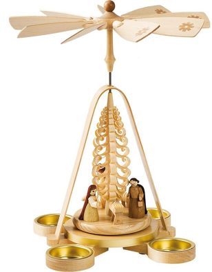 Richard Glaesser Pyramide Christi Geburt natur f. Teelichte aus Seiffen im Erzgebirge