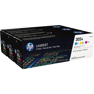 Original HP 305A / CF370AM Toner Sparset cyan, magenta, gelb (3 Stück)