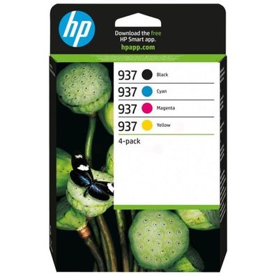 Original HP 937 / 6C400NE Tinten Sparset schwarz, cyan, magenta, gelb (4 Stück)