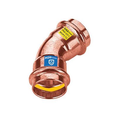 10 Stück Frabo Gas - Wasser Kombifitting Pressfitting V Kontur Bogen 45° IG/IG 15mm