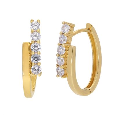 GLIZZ Schmuck Damen-Ohrringe 333 Gold Klapp-Creolen Mit Zirkonias GL8355