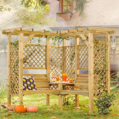 Pergola Gartenpergola Doppelpergola mit Bank Milton Gartenbank