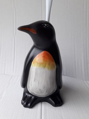 WC-Bürstengarnitur aus Keramik in Form eines Pinguines schwarz bunt