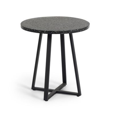 Tisch Tella rund aus Terrazzo in schwarz Ø 70 cm Esszimmer Wohnzimmer Esstisch