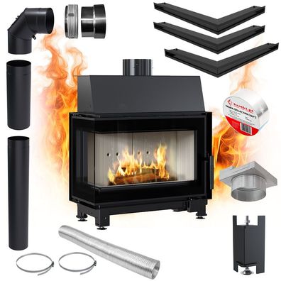 KRATKI SIMPLE Linker Luftkamin-Einsatz 6kW Eco Rekuperation Schliessset