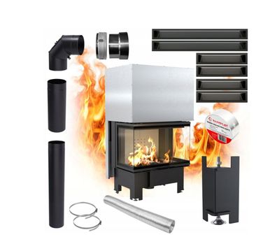 Kamin-Lufteinsatz KRATKI PRO NBC 10kW Links-Rechts-Rekuperation SET