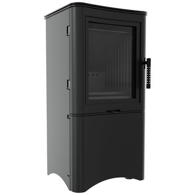 Kaminofen aus Stahl KRATKI K5 Ø 150 7 kW regal für holz mit Tür schwarz Verkleidung