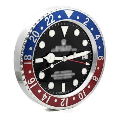 Wanduhr Rolex GMT-Master 2 Pepsi Blau Rot 34cm Moderne Luxusuhr
