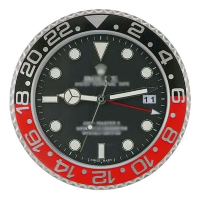 Wanduhr Rolex GMT-Master 2 Coke Rot Schwarz 34cm Moderne Luxusuhr