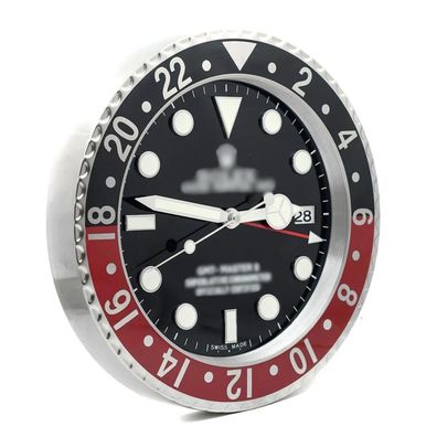 Wanduhr Rolex GMT-Master Coke Rot Schwarz 34cm Moderne Luxusuhr