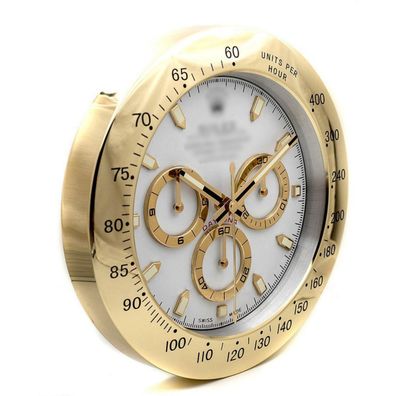 Wanduhr Rolex Daytona Weiß Gold Chronograph Oyster Perpetual 34cm Moderne Luxusuhr