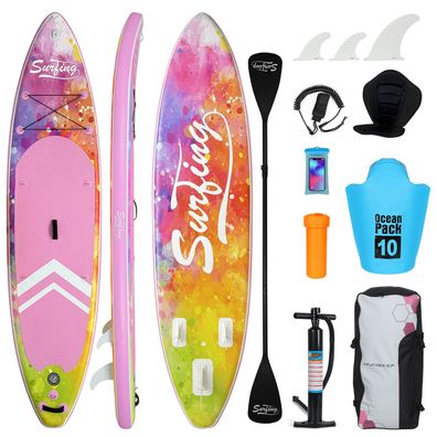 335cm Stand Up Paddle Board mit Sitz SUP KomplettSet Surfboard Aufblasbar 150KG