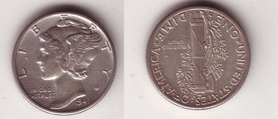 1 Dime Silber Münze USA 1941 (105294)