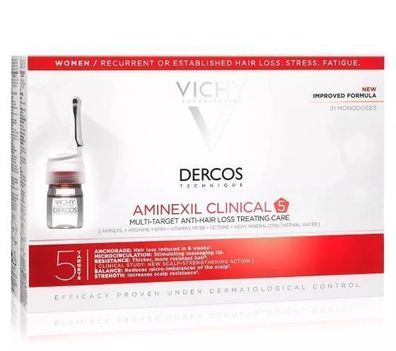 Vichy Aminexil Clinical 5 Damen-Haarbehandlung gegen Haarausfall, 21 Ampullen a