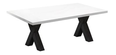 Couchtisch Etti 6 120 x 70 x 47 Wohnzimmertisch Schwarzstahl/Weiß Matt