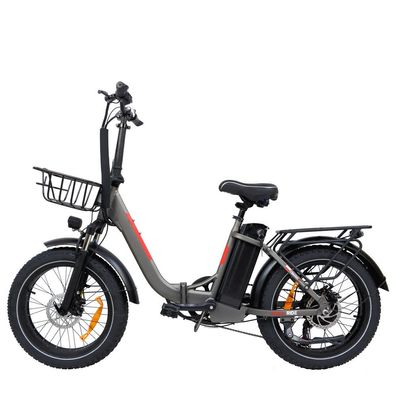 Klappbares E-Bike mit Frontkorb und Gepäckträger Elektrofahrräder mit 20Zoll Fat Tire