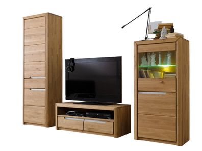 Wohnzimmerschrank Massivholz Ianka 250x198x46 Wohnwand Wildeiche