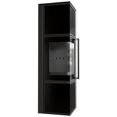 Kaminofen aus Stahl KRATKI TORA/M 8 kW Ø 150 Schwarzes Glaspaneel schwarz Verkleidung