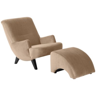 Sessel Kajsa Bezug Samtvelours Buche schwarz lackiert / sand 2128