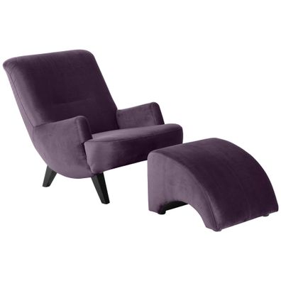 Sessel Kajsa Bezug Samtvelours Buche schwarz lackiert / purple 2129