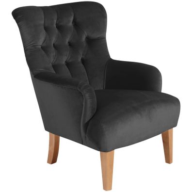 Sessel Kaiya Bezug Samtvelours Buche natur / anthrazit 2122