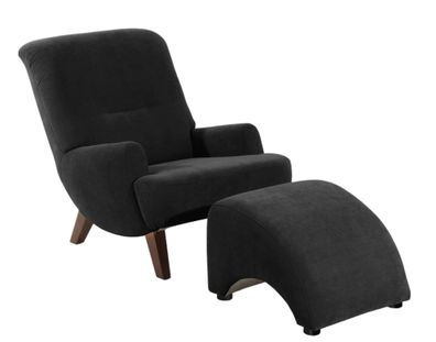 Sessel Kajsa Bezug Veloursstoff Buche nussbaum dunkel / schwarz 2131