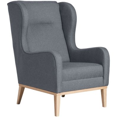 Ohrenbackensessel Kagami Bezug Flachgewebe Buche natur / denim 2115