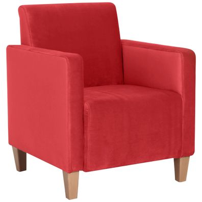 Sessel Karol Bezug Samtvelours Buche natur / rot 2218