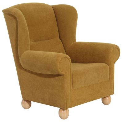 Ohrenbackensessel Kasha Bezug Veloursstoff Buche natur / mais 2225