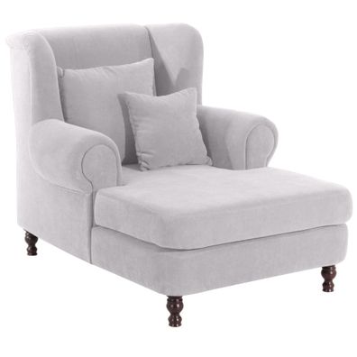 XXL Sessel Karley Bezug Veloursstoff Buche nussbaum dunkel / silber