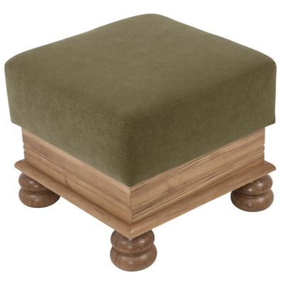 Hocker Katlin Bezug Flockstoff Eiche rustikal P43 / grün 2276