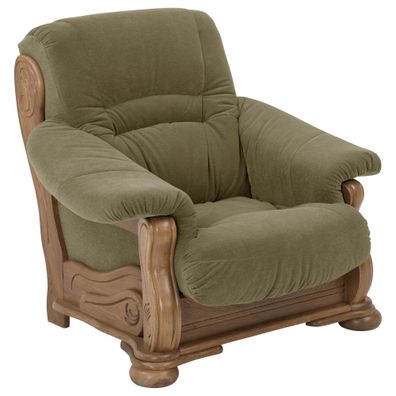 Sessel Katlin Bezug Flockstoff Eiche rustikal P43 / grün 2275
