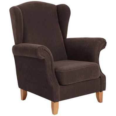 Ohrensessel Katria Bezug Veloursstoff Buche natur / braun 2283