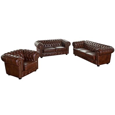 Sofa 3-Sitzer / Sofa 2-Sitzer / Sessel Kath Bezug Wischleder Buche