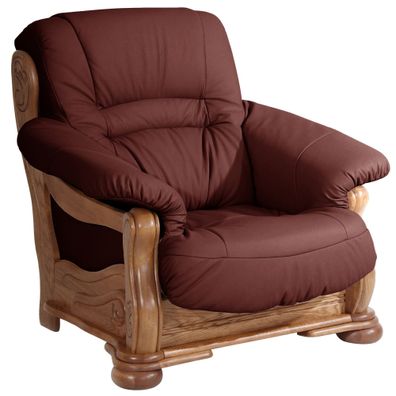 Sessel Katlin Bezug Echtleder Eiche rustikal P43 / rot 2277