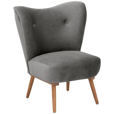 Sessel Kaila Bezug Samtvelours Buche erlefarbig lackiert / grau 2318