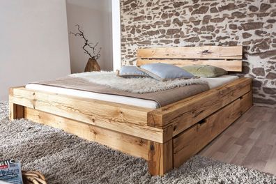 Balkenbett 'Manuel' mit Schubkasten 200x200cm BE-0405