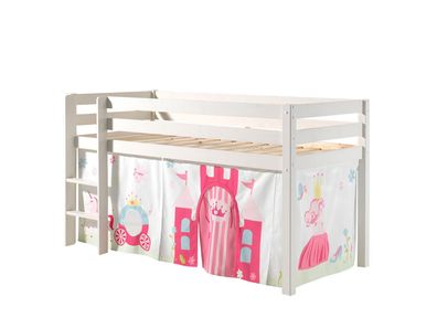 Kinderbett Karolina 210x114x106 Massivholz Weiß Textilset Princess 1