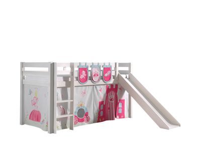 Spielbett mit Rutsche Karolina 210x218x114 Massivholz Weiß