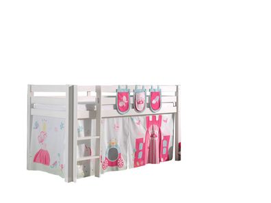 Kinderbett Karolina 210x114x106 Massivholz Weiß Textilset Princess 3