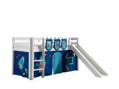 Spielbett mit Rutsche Karolina 210x218x114 Massivholz Weiß